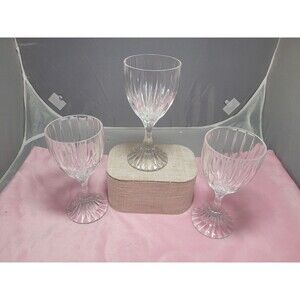 3-VTG MIKASA PARK LANE BLOWN CRYSTAL RIBBED WINE/WATER GOBLET GLASSES 6 3/4” EUC